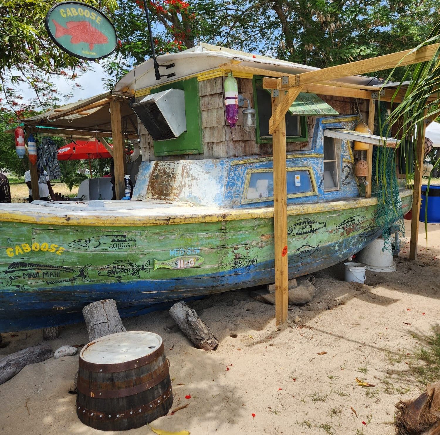 Boat bar on a beach in Barbados