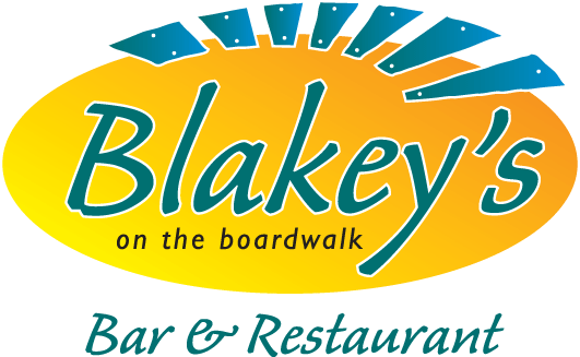 Blakey's logo on a yellow semicircle background with blue font