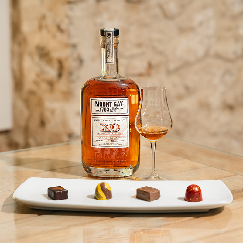 mount gay rum with bites in front